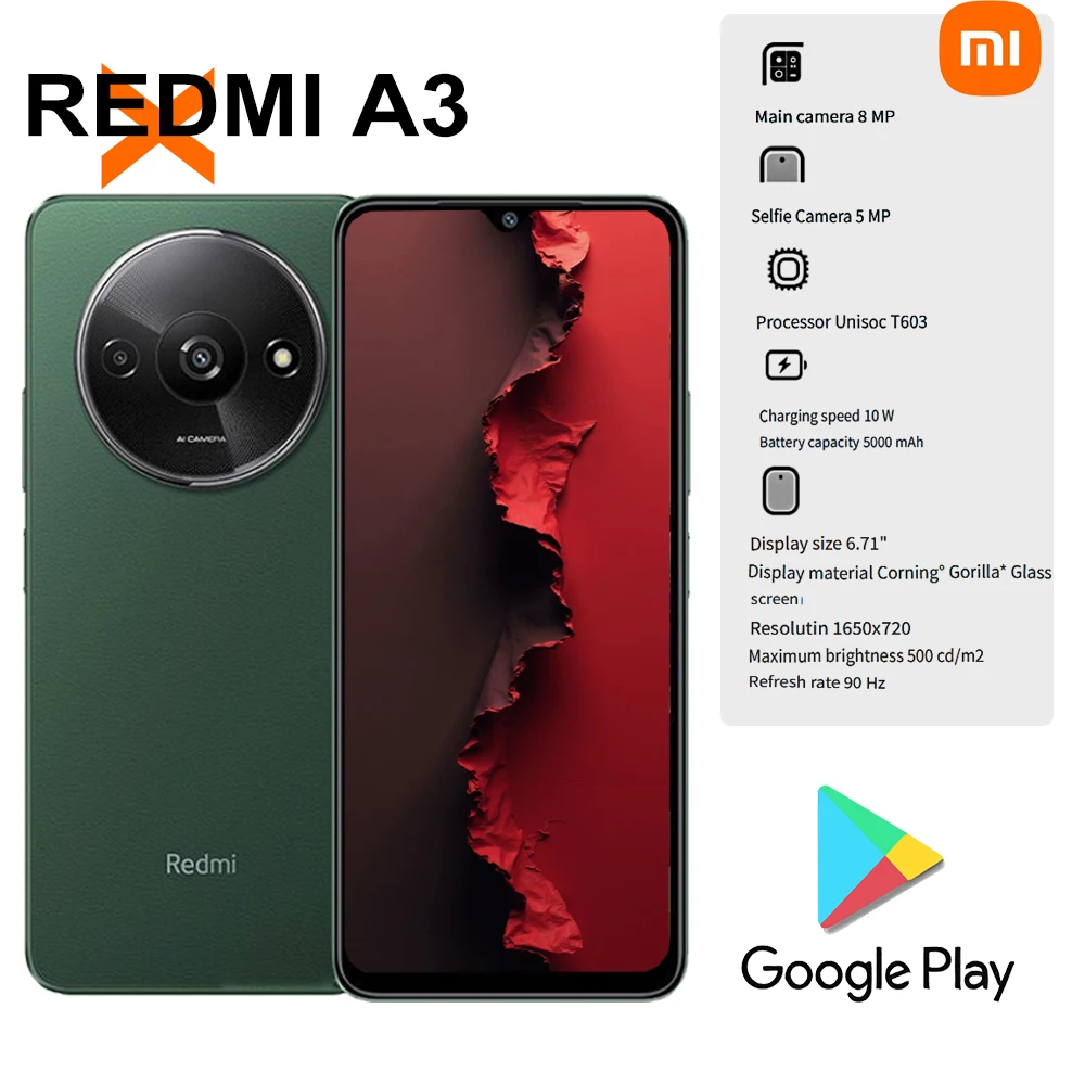 

XIAOMI/Redmi A3 4GB+128GB Original smart phone 5000mmAh side fingerprint recognition/facial recognition/GPS positioning/support