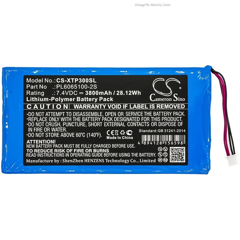 Replacement 7.4V 3800mAh Diagnostic Scanner Battery PL6065100-2S for XTOOL EZ300 Pro i80 Pad