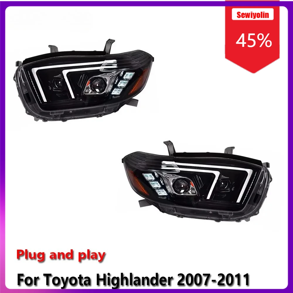 

Sewiyolin Car LED Lamp Headlight Assemblies For Toyota Highlander 2007-2011 Fog DRL Brake Turn Signal Lamp