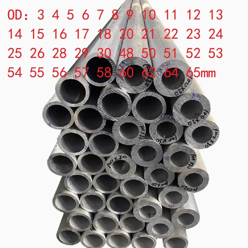 Aluminium Tube OD 3 4 5 8 10 12 15 20 25 28 30 48 50 51 52 53 54 55 56 57 58 60 62 64 65mm Round 6061 Aluminum Alloy Metal Pipe