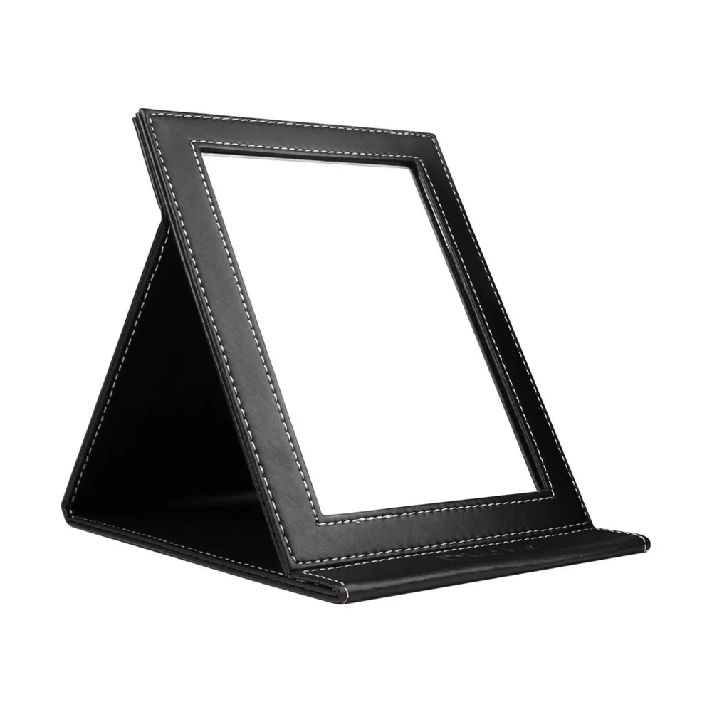 

Folding Mirror, Portable Travel PU Portable Adjustable Rectangular Ultrathin Vanity Mirror with Stand, Folding Mirror