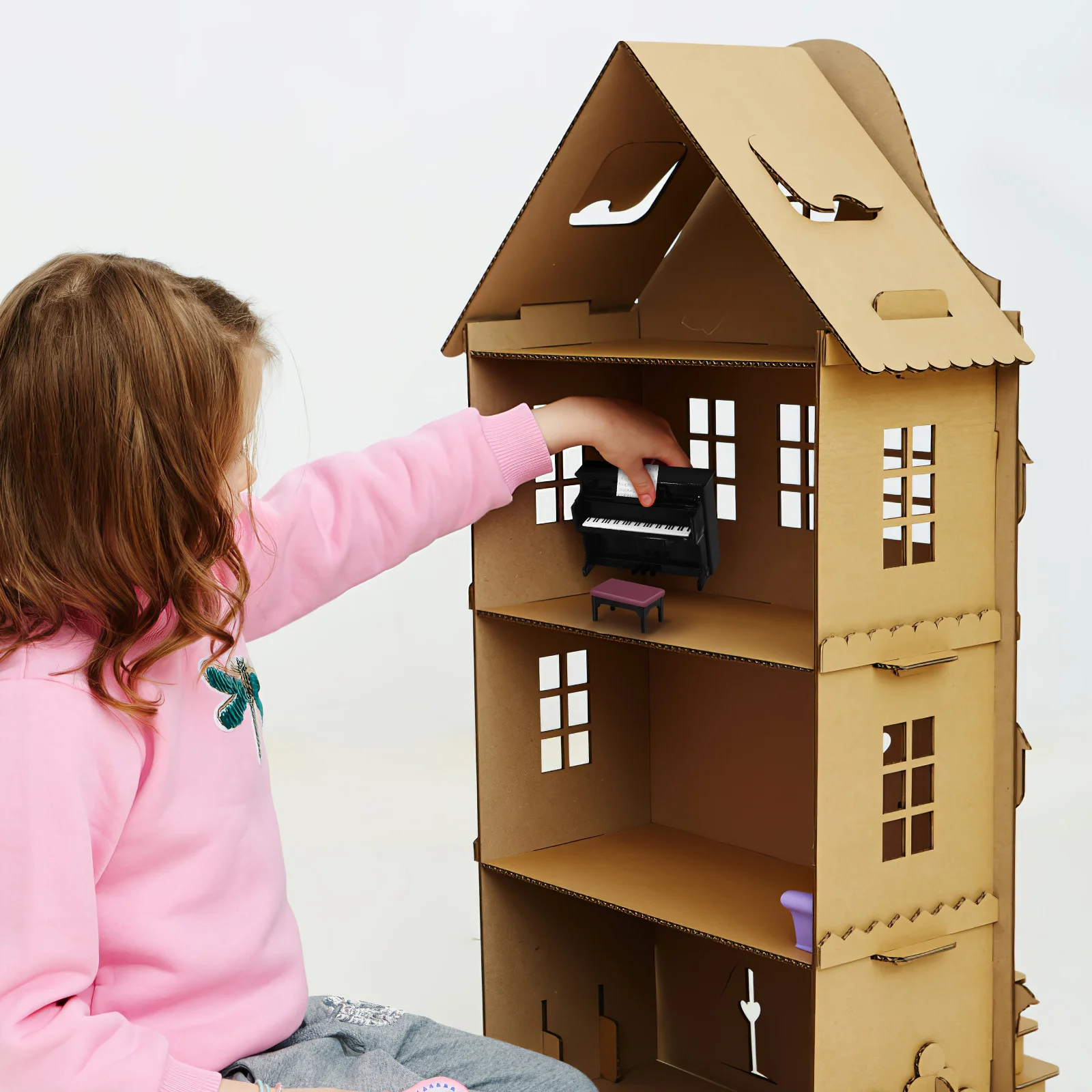 Poppenhuis Piano Mini Speelgoed Micro Model Benodigdheden voor kinderen Accessoire Kruk Miniatuurmeubilair