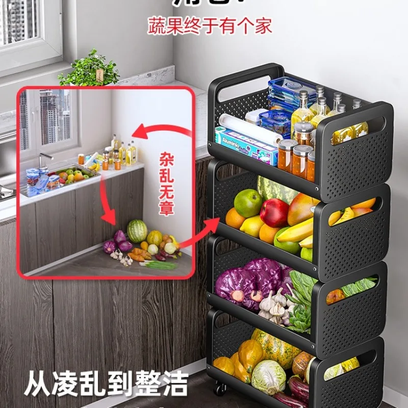 Kitchen vegetable basket rack multi-layer floor removable storage of fruits and vegetables for home use