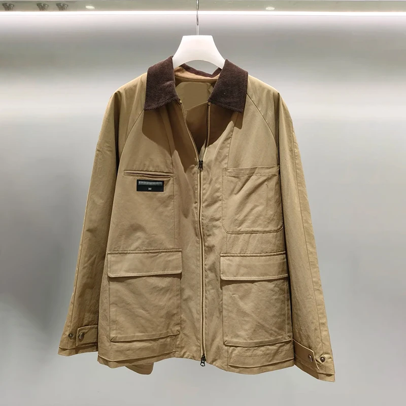 جاكيت نسائي فاخر من الجلد المخملي بتصميم فضفاض للعمل، تصميم جديد لخريف هذا العام، أنيق وعصري بأسلوب ريترو.