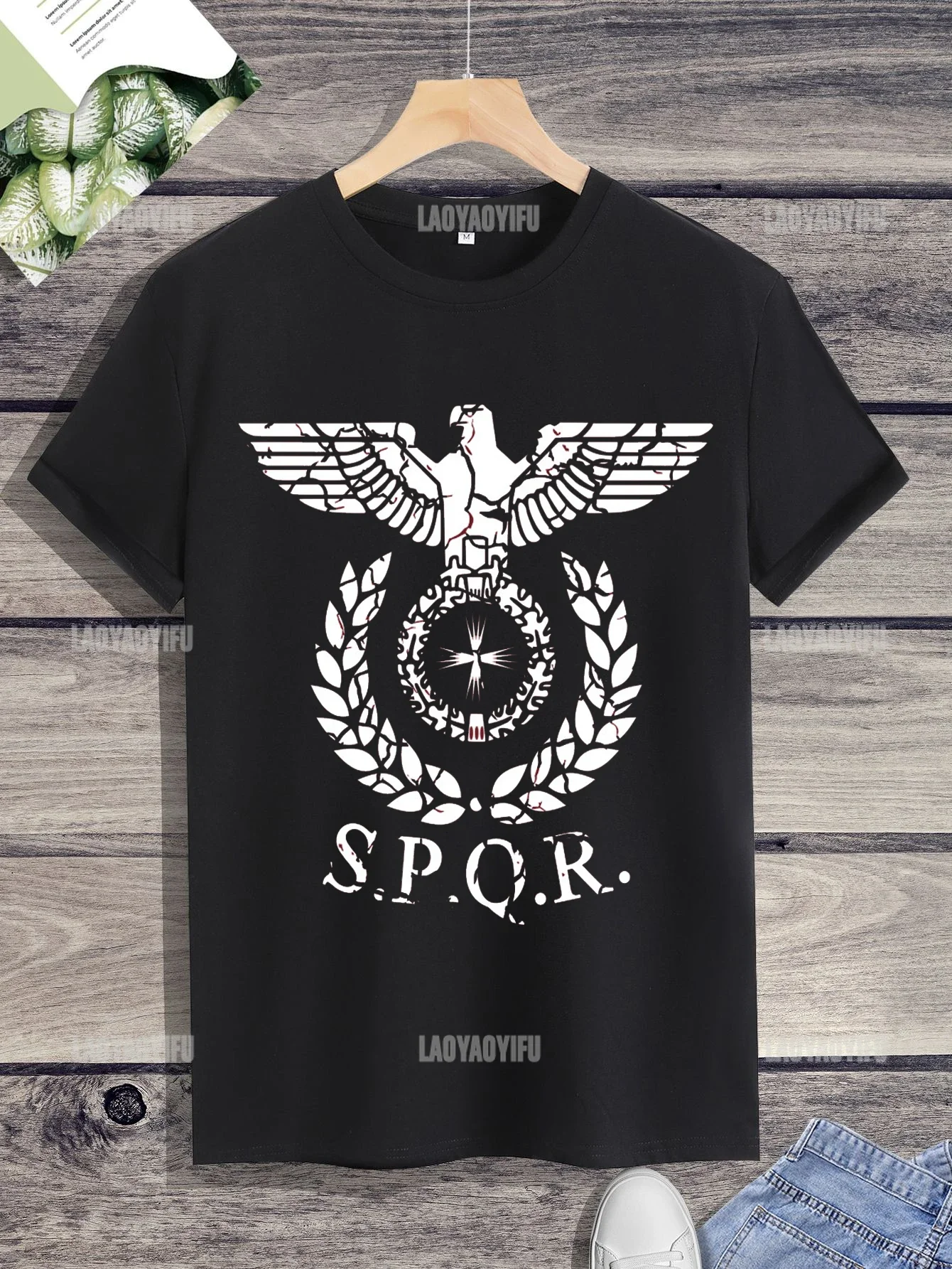 Ancient Classical Roman History Carthago Delenda Est Latin Quote Tee Men Short Sleeve SPQR T Shirt Imperial Golden Eagle T-shirt