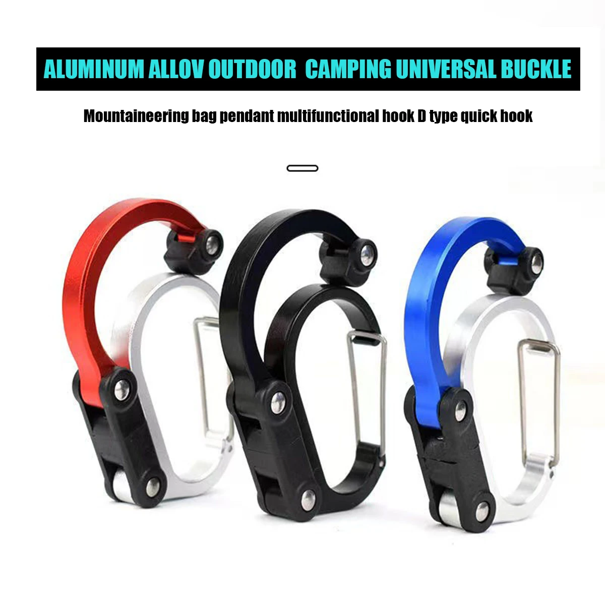 Dtype Hook Gear Clip Carabiner Rotating Hook Clip Non-Locking Strong Clips for Camping Fishing Hiking Travel Backpack Out School