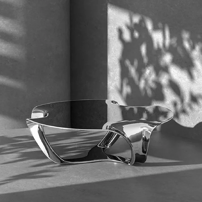 

Creative FRP electroplating stainless steel silver coffee table model room special-shaped irregular hollow cloud