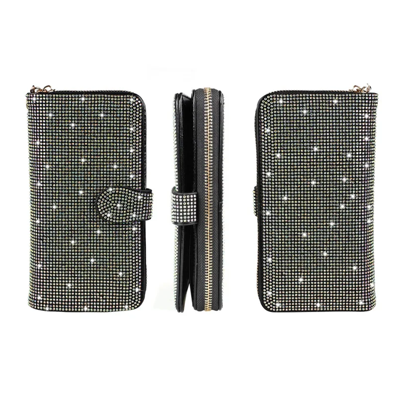 Diamond Crystal Car Wallets Female Long Hasp Purses Large Capacity Money Bag Phone Pocket Multifunction Clutch Coin Card Holder