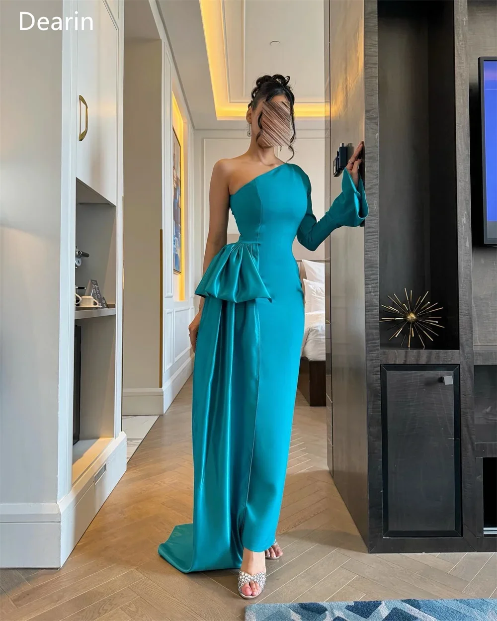 Customized Women Prom Gown Formal Dearin One-shoulder A-line Floor Length Skirts Draped Knot Bespoke Occasion Dresses Evening Dr