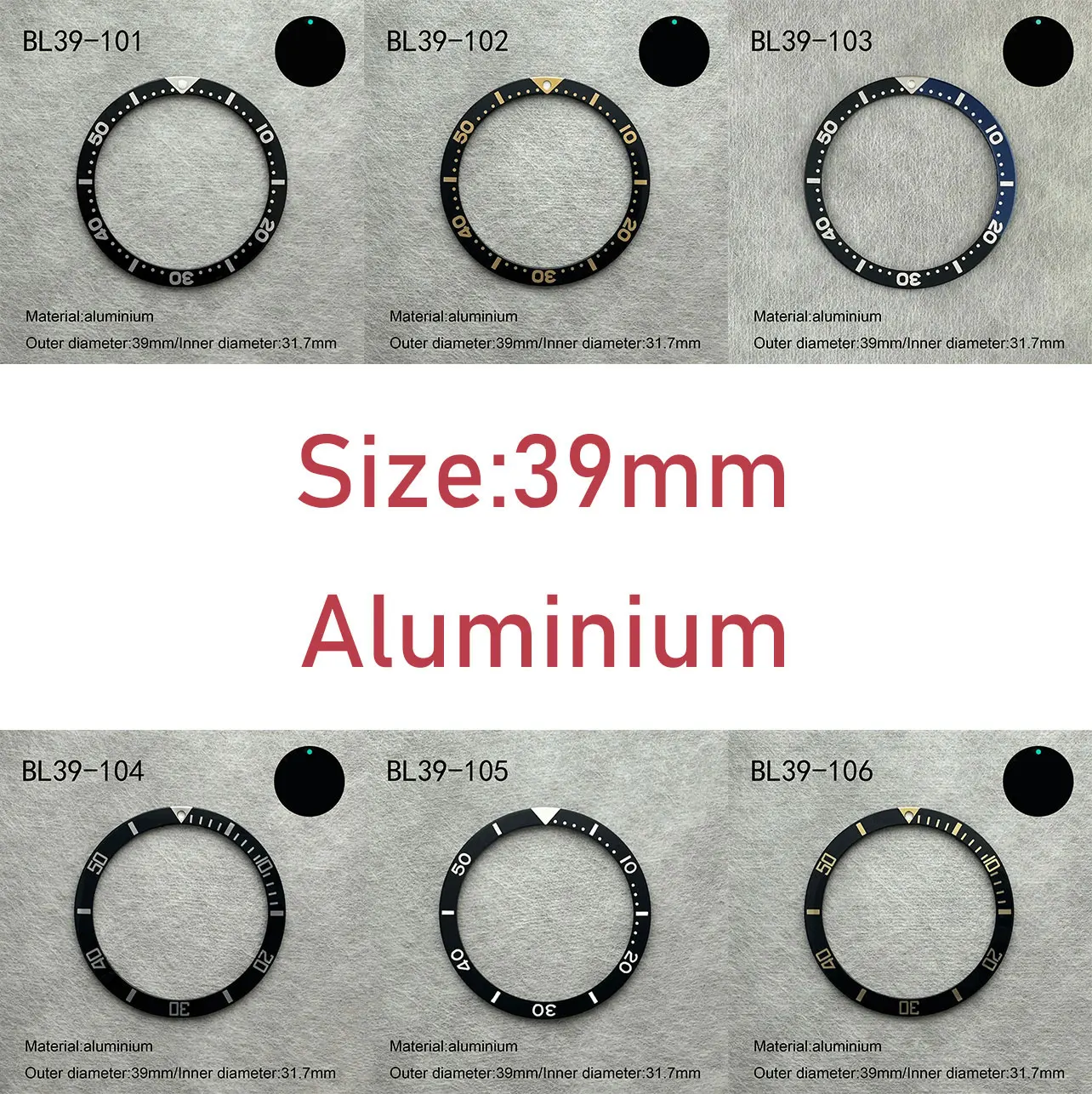 Watch Bezel 39mm Luminous bead Watch Ring Aluminium Bezel Insert Replacement of Watch Accessories