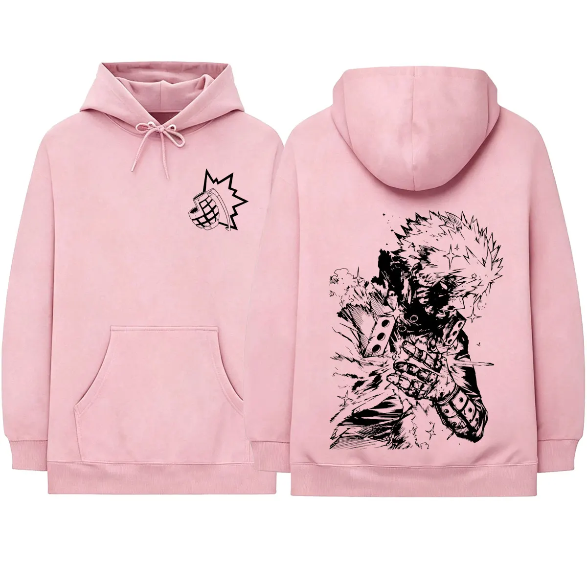 Japanischer Anime My Hero Academia Bakugou Katsuki Hoodies Herrenbekleidung Übergroße Kapuzenpullover Mode Langarm-Pullover – Detail 3