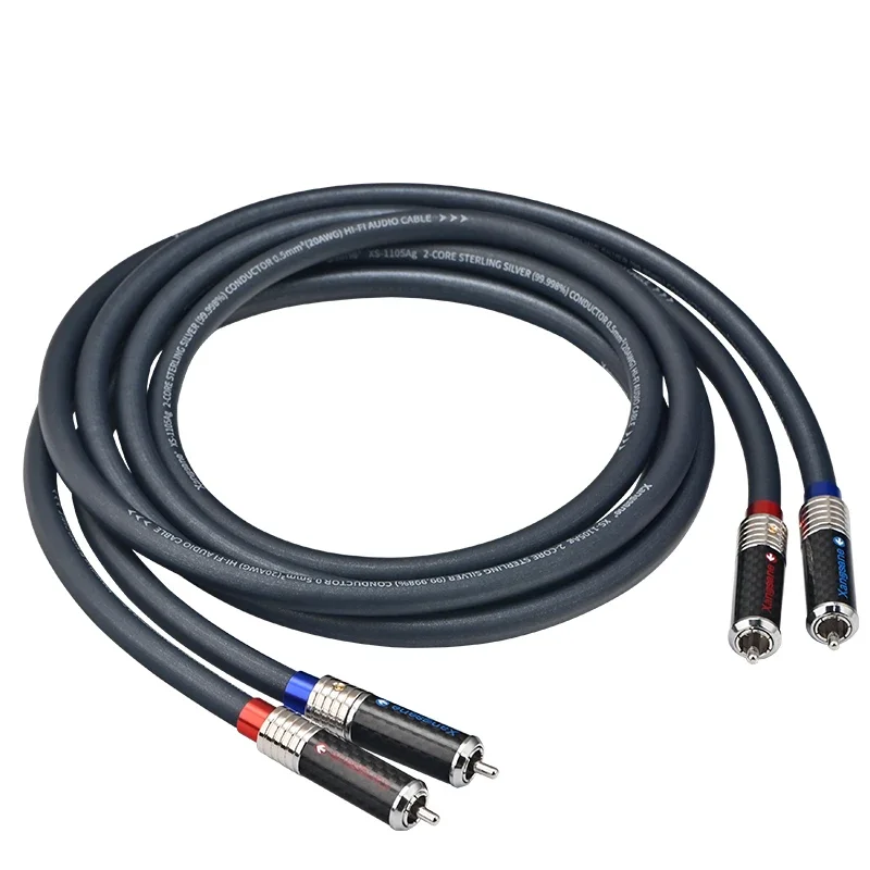 Xangsane-cable hifi rca 4N, Plata de Ley, 1mm, 2 núcleos, amplificador de potencia, tarjeta de sonido, cable de conexión decodificación, enchufe hifirca