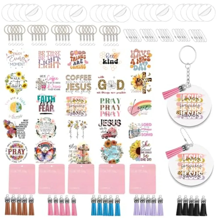 

175 шт., набор пустых акриловых брелков с двусторонними УФ-наклейками вера DTF, наборы для изготовления акриловых брелков, Sat для приложения сотрудника