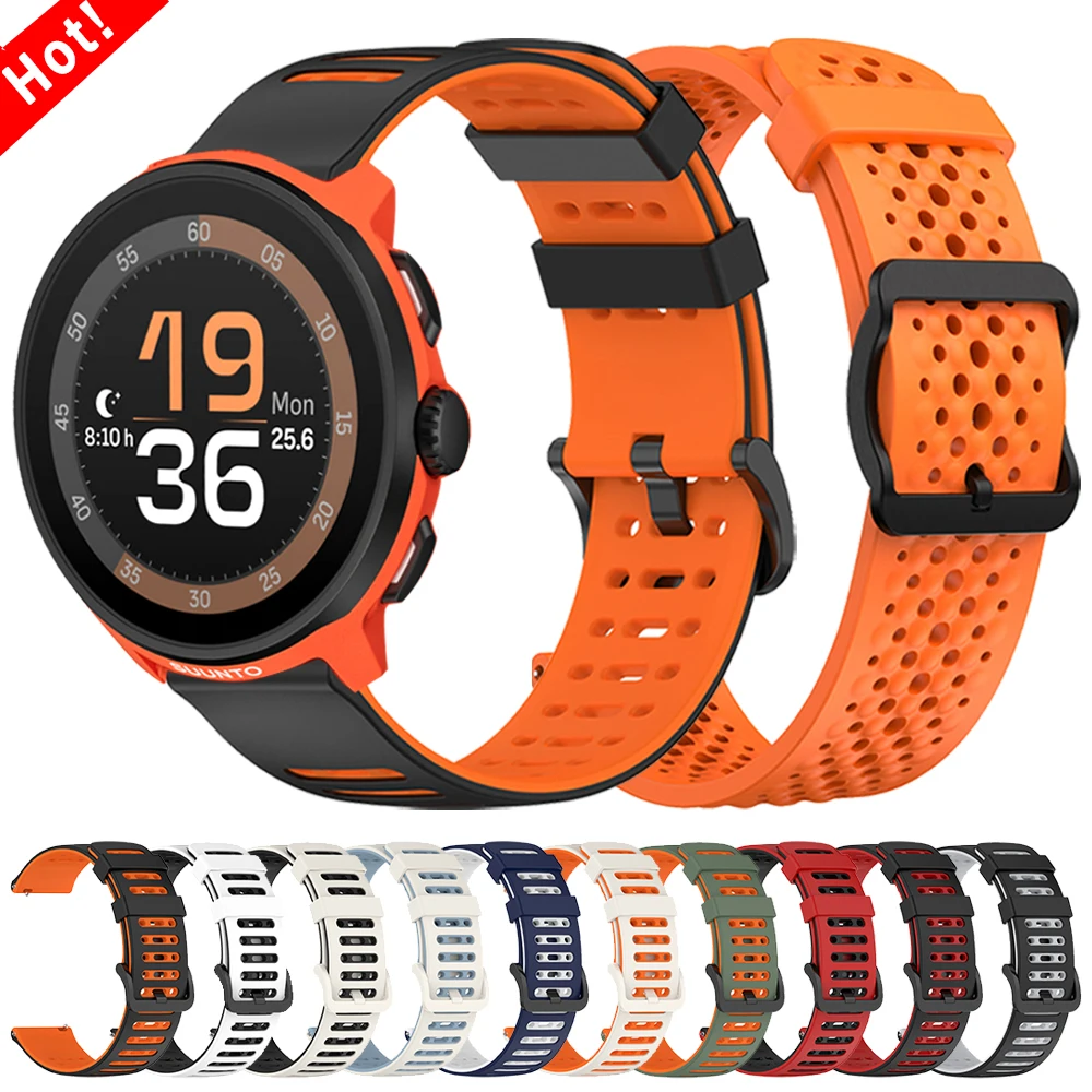 22mm Breathable Bracelet For SUUNTO RUN/ 9 Peak DLC/PRO OCEAN/RACE/VERTICAL Silicone Strap For Polar Vantage M3 Band Accessories