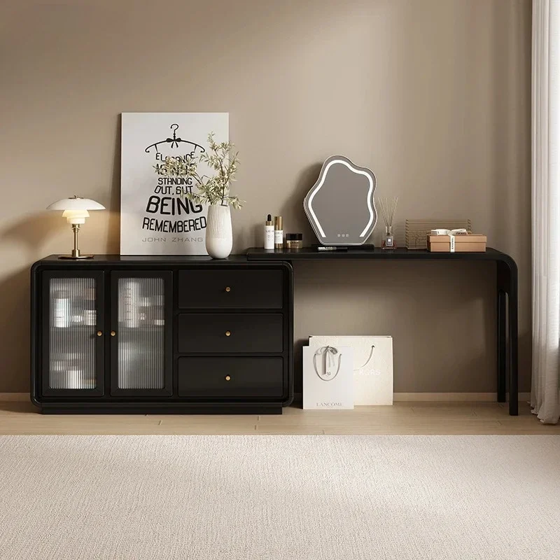 

White Mirror Wood Vanity Table Storage Lights Folding Nordic Storage Bedroom Dressers Makeup Led Glass Coiffeuse Furniture Home