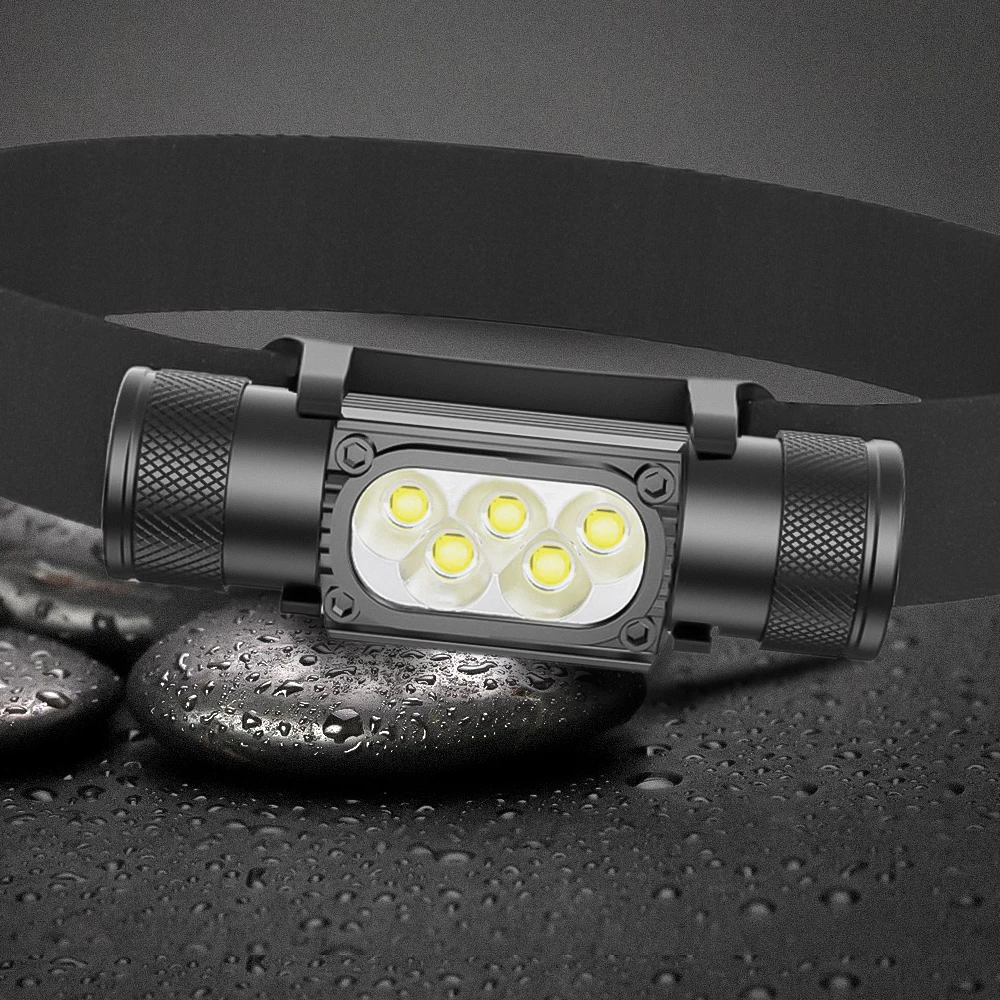 Mini LED Headlight 1920LM White 7000-8000K Flashlight 18650 Battery Memory Headlamp Type-C USB Head Light Lamp Flash Torch