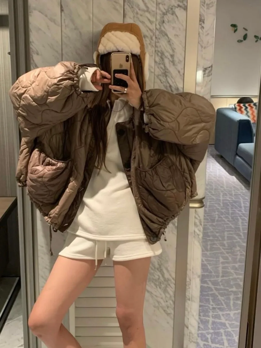 Autunno Inverno New Sle Retro rotondo Ne Loose Lazy Flight Jaet Capispalla in cotone Donna Chic Design Sense Abiti in cotone