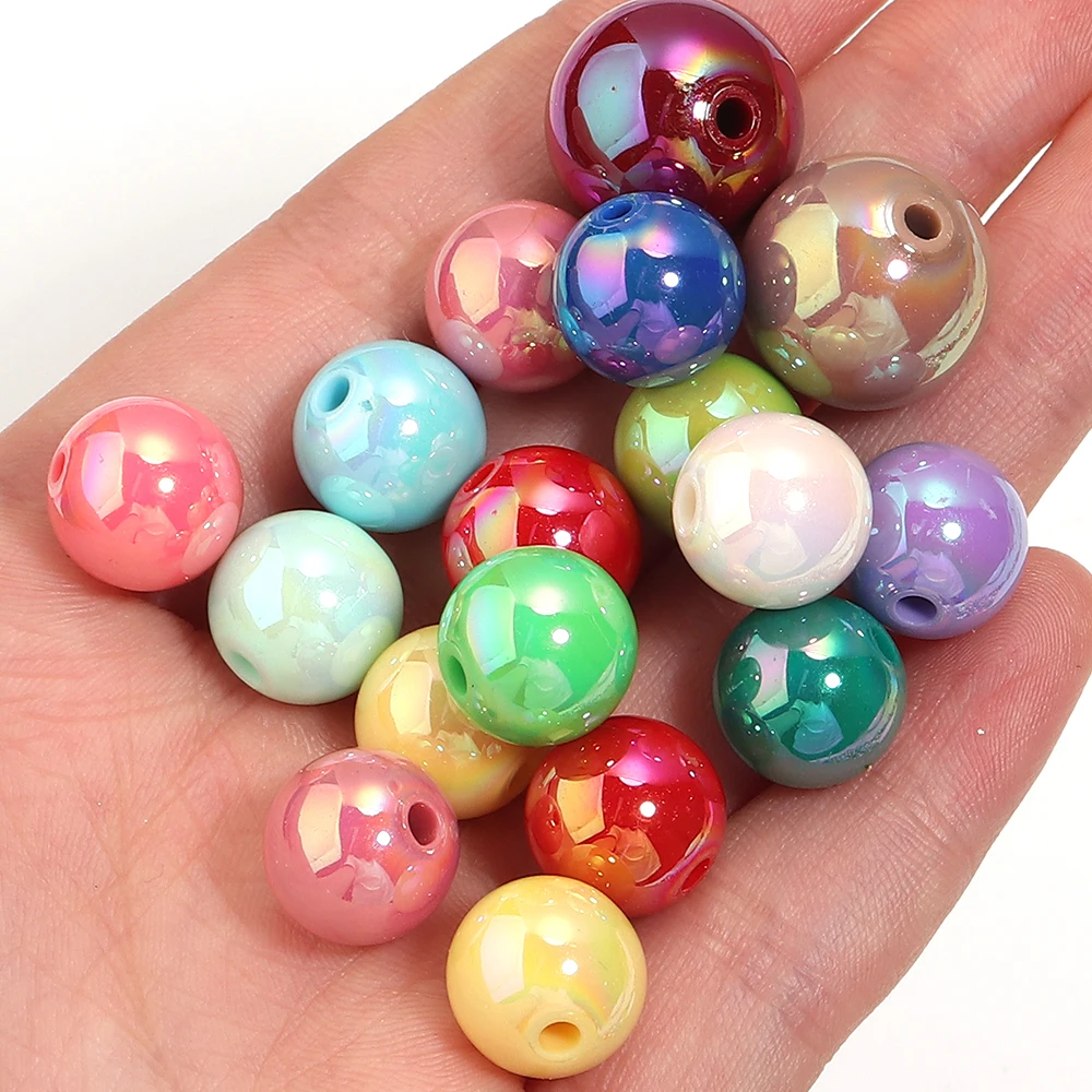 6/8/10/12/14/16mm AB Color Acrylic Beads Round Loose Spacer Beads for Jewelry Making DIY Handmade Necklace Bracelet Accessories image 3