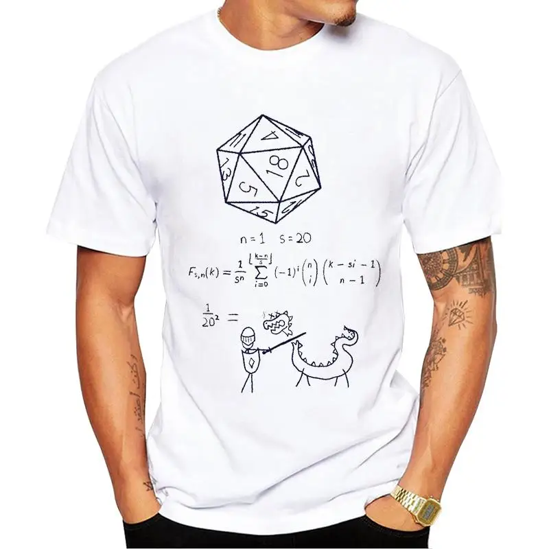 

FPACE Hipster Letters Printed Men T-Shirt Short Sleeve Fashion The Science of 20 Sided Dice Tshirts Street t shirts Cool Tee