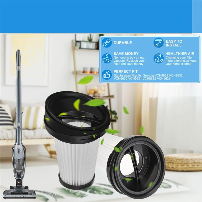 

BHBD-Replacement Filters For Grundig VCH9829 VCH9832 VCH9630 VCH9631 VCH9632 2 In 1 Cordless And Handheld Vacuum Cleaner