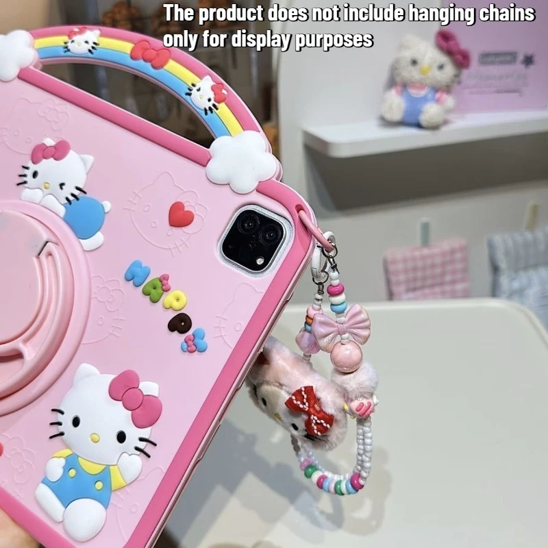 Hello Kitty Ipad Case Cartoon Silicone 360 Degree Rotatable Kickstand Cute Shockproof Protective Cover Lovely Girls Kids Gifts - view 4