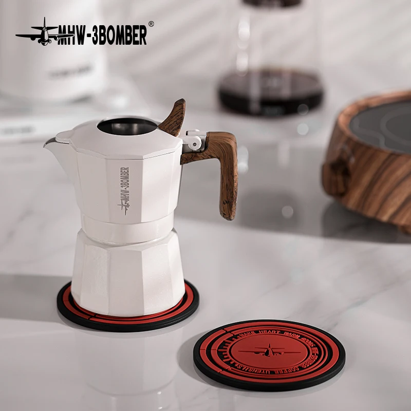 MHW-3BOMBER Silicone Mat Coffee Tamper Storage Station Espresso Coaster Table Mat for Moka Pot Heat Resistant Draining Pad