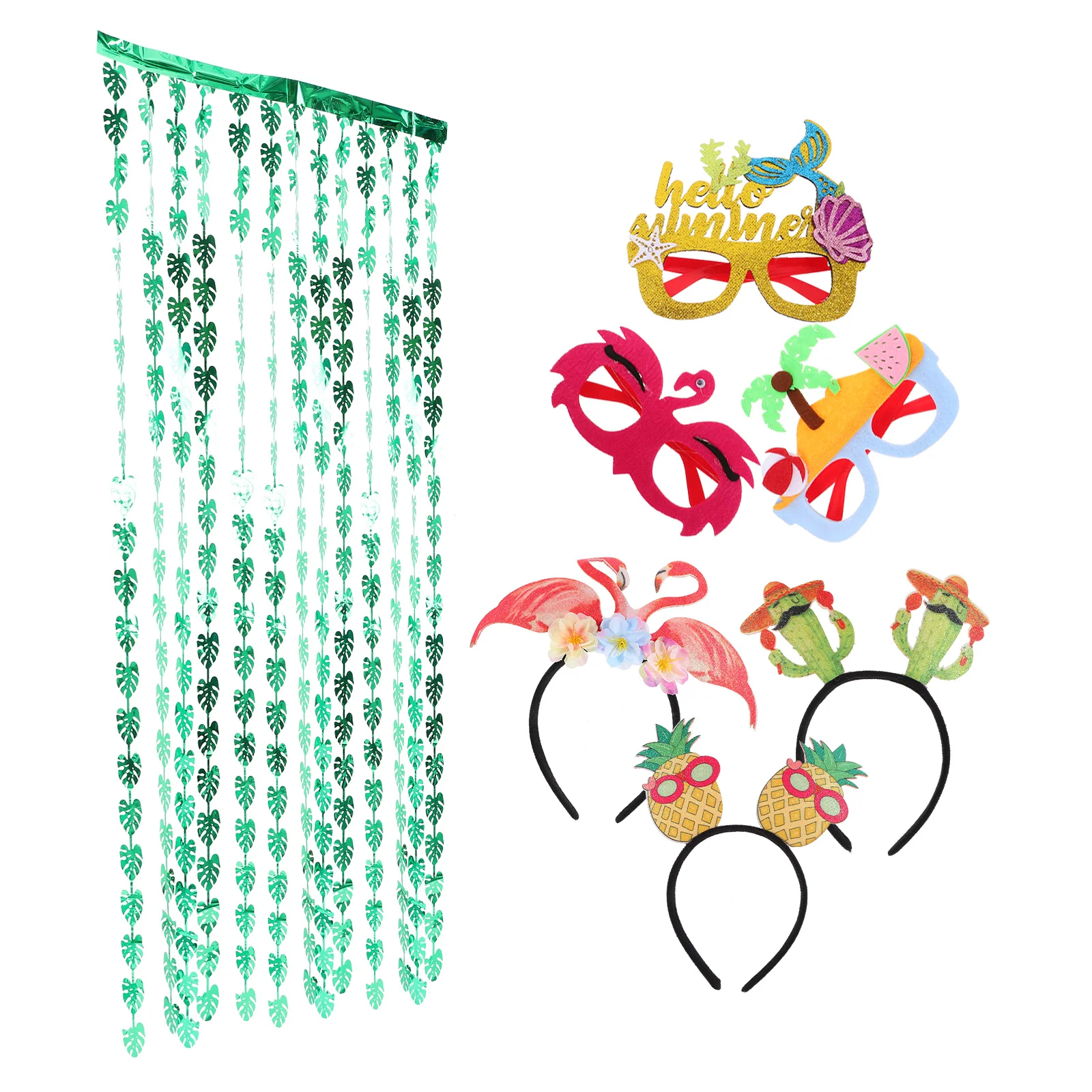 

Hawaiian Party Decorations Luau Eyeglasses Headbands Fringe Curtain Photo Props Lightweight Theme Birthday