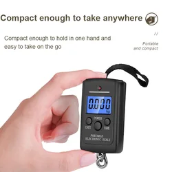 40kg/10g Mini Digital Scale for Fishing Luggage Travel Weighting Steelyard Hanging Electronic Hook Scale, Kitchen Weight Tool