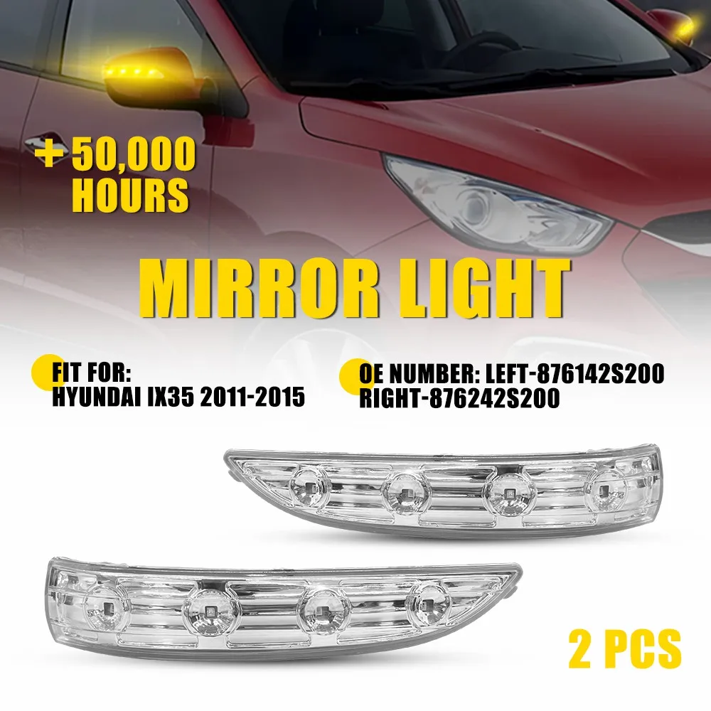 

Светодиодные фонари (LED) для боковых зеркал заднего вида (левый/правый) с функцией подсветки зоны вокруг автомобиля для Hyundai IX35 2011-2015, аксессуары для автозеркал, артикул 876142S200