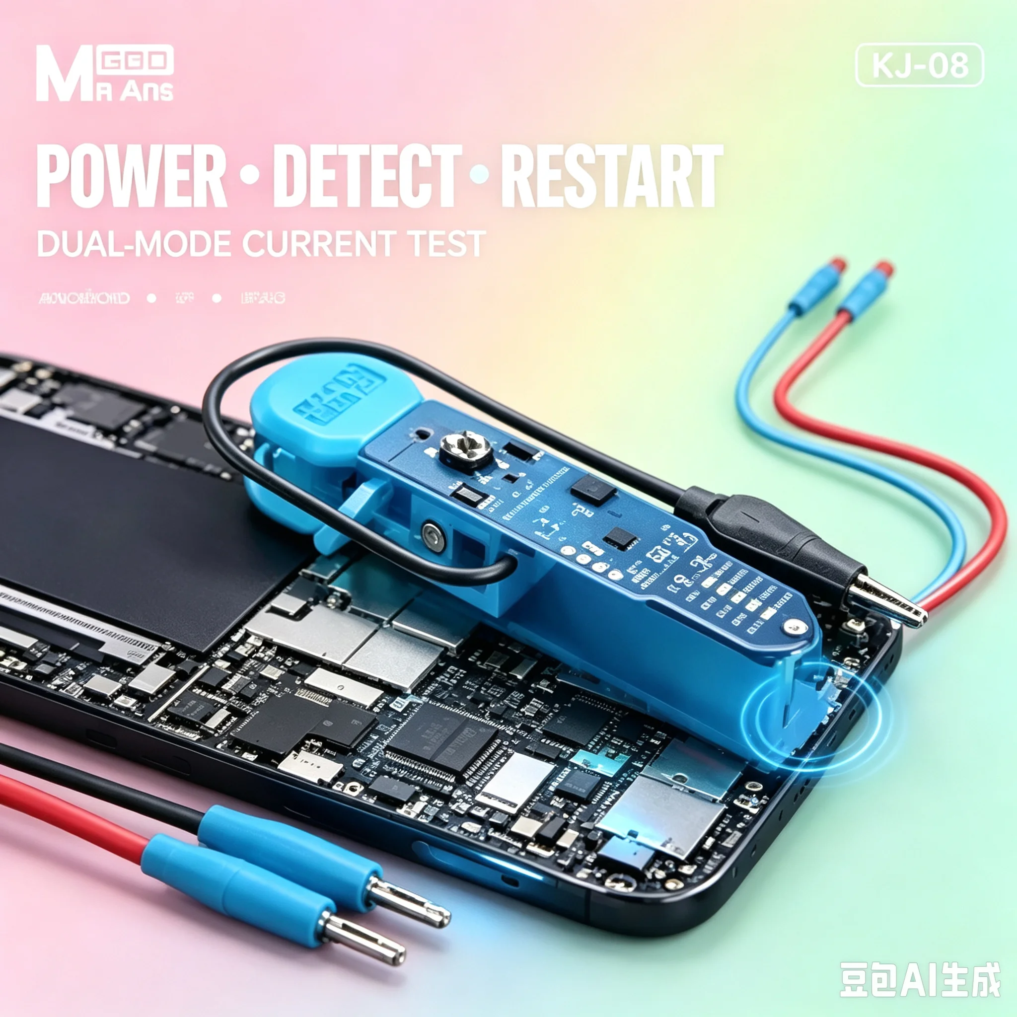 MaAnt KJ-08 Mobile Phone Repair Power-On Cable – features a dedicated power button for quick, one-clip power-on during repairs.