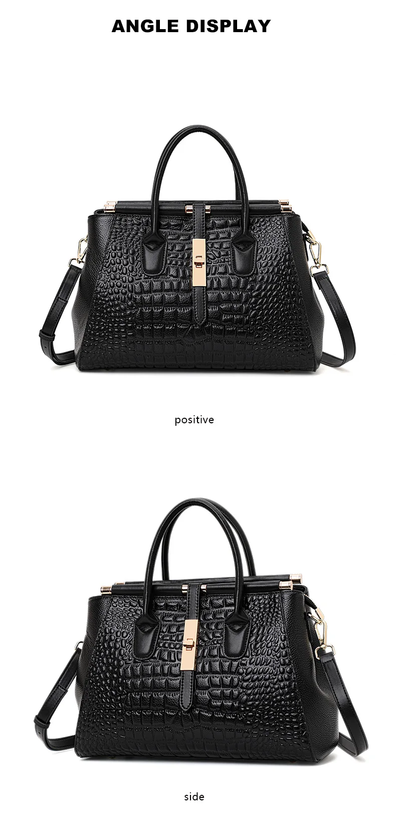 Aidrani Damenhandtasche aus echtem Leder, modisches Krokodilmuster-Design, hochwertige Luxus-Rindsledertasche mit großem Fassungsvermögen – Detail 8