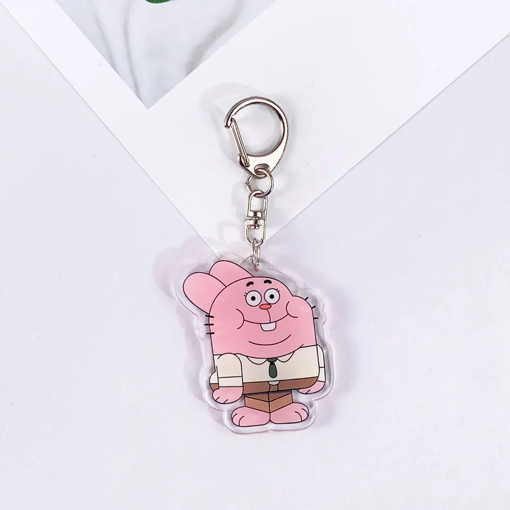 أنيمي عالم غامبول المذهل مضحك لطيف المفاتيح الاكسسوارات الاكريليك حقيبة سحرية على ظهره قلادة حلقة رئيسية هدايا لمحبي