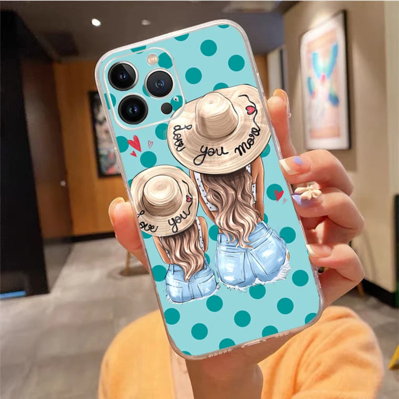 Phone Case For iphone 17 Pro Max Air 16 15 14 13 Pro Max 15 16 Pro 15Plus Mama Mom Son Daughter Case Funda