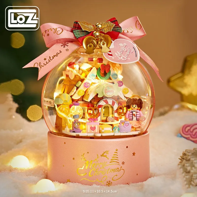 Loz Building Blocks Christmas Crystal Ball Landscaping Small Particle Assembly Halloween Gift Christmas Gift for Boys and Girls