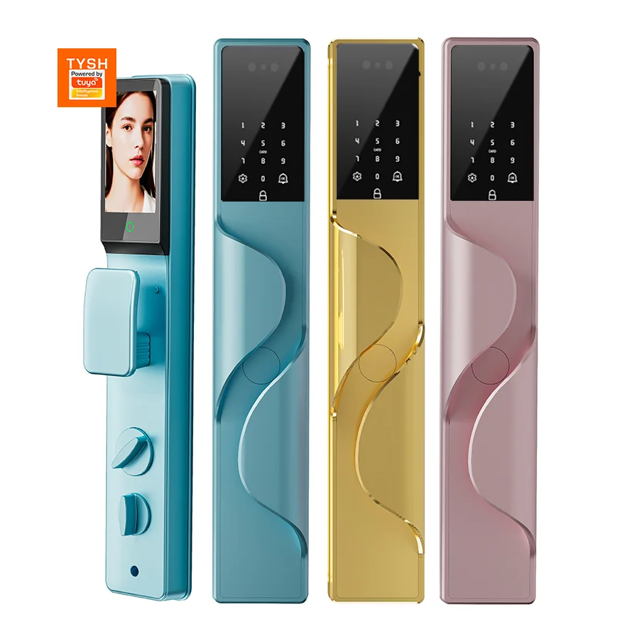 TYSH WiFi Smart 3d Face Recognition Door Lock Security Outdoor Active Intercom Lock Home Security Door Lock