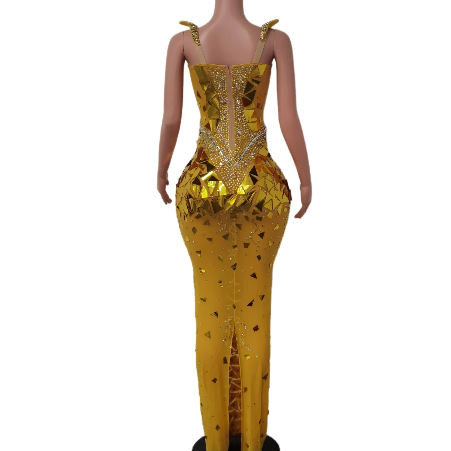 Sexy Bling Sequin Maxi Formal Evening Dresses Low-Cut Bodycon Sundress for Birthday Celebrity Party Dress