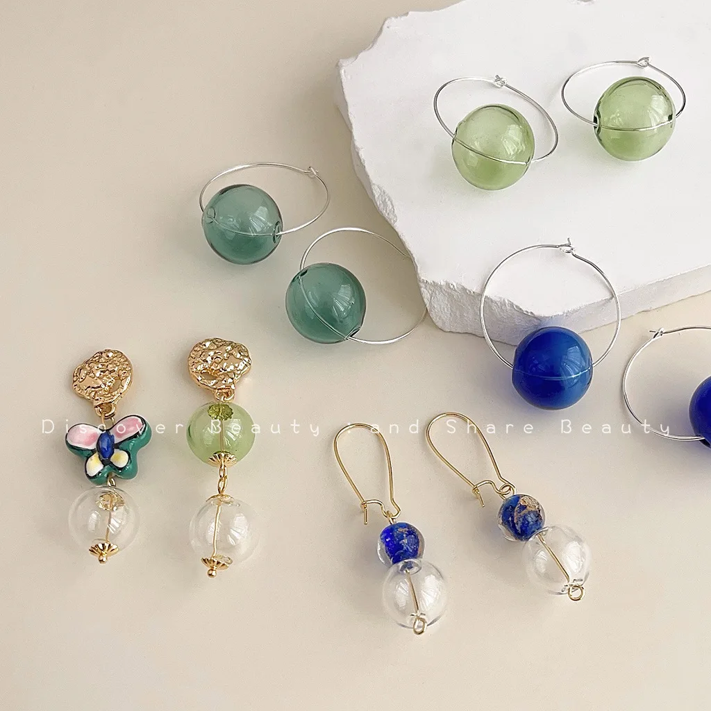 

DIY accessories Summer Dopamine Color Bubble Earrings Women's Niche Design Sense Asymmetrical Earrings Fashion Personality Earri