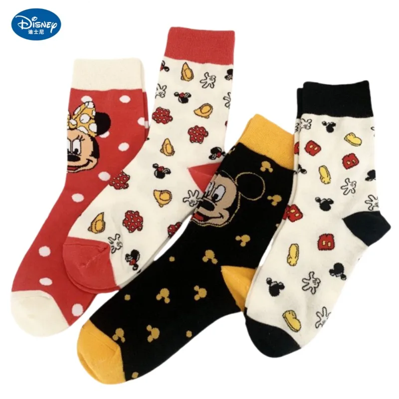 Disney Mickey Minnie pure cotton mid-calf socks cartoon ins for girls breathable and sweat-absorbent, can be worn in all seasons