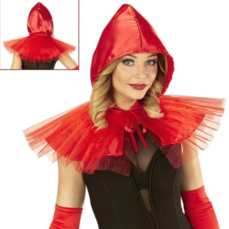 Phụ Nữ Xù Cổ Halloween Trang Phục Hóa Trang Chú Hề Cổ Có Nón Lớp Cổ Trang Trí Cổ Cho Cosplay