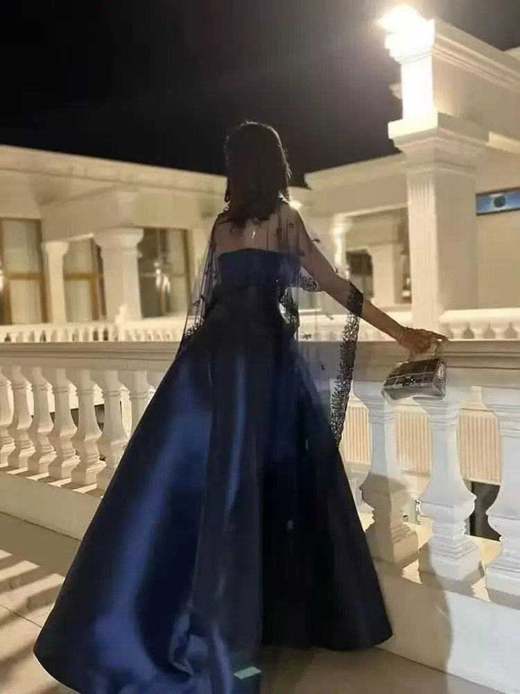 فساتين سهرة نسائية فاخرة مخصصة بالترتر للمناسبات الخاصة شال بدون أكمام بدون ظهر حفلة المملكة العربية السعودية