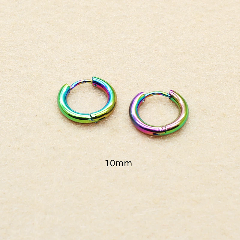 Herren Damen Creolen Bunte Kreise 2,5mm 316L Edelstahl Ohrringe IP-Beschichtung Nicht Verblassend Allergiefrei – Detail 5