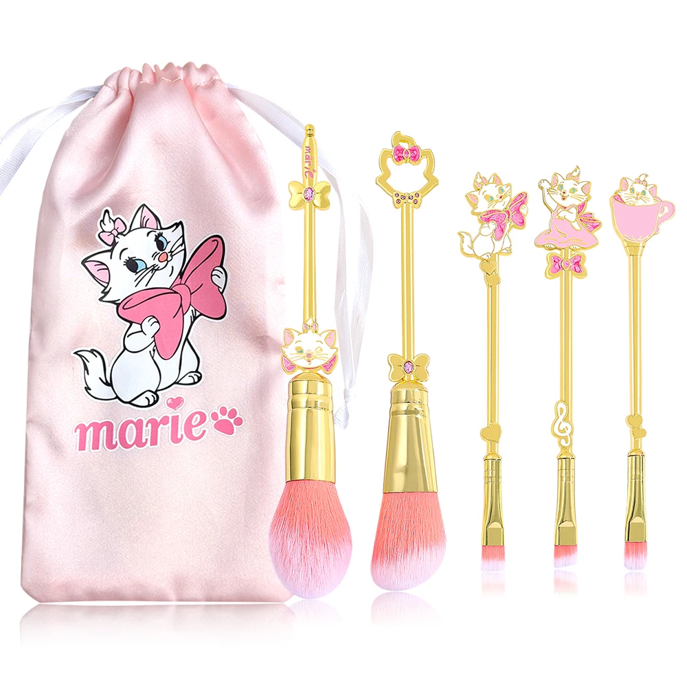 5本セット メアリーキャット メイクブラシ ユニークな漫画の形をしたメイクツール メタリックな質感 可愛いメアリーキャット アイシャドウブラシセット 女の子に最適