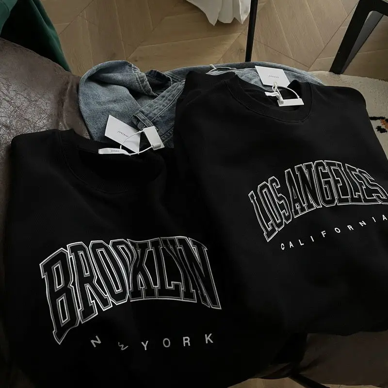 Amerykański Retro drukowany napis ciemnozielona bluza z okrągłym wycięciem kobiet ponadgabarytowych swetry swetry nowa wiosna Sudaderas Para Mujer