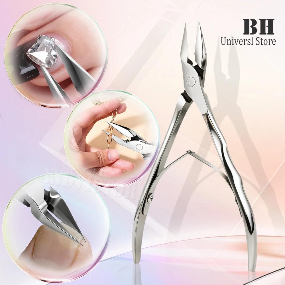 1 個ラインストーンリムーバーニッパーステンレス鋼爪切りネイルアートはさみ陥入厚い爪切りマニキュアツール