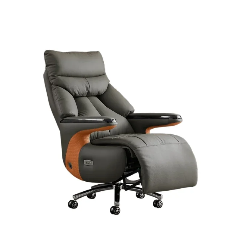 Intelligent electric leather office chair study reclining massage boss chair comfortable sedentary computer chair