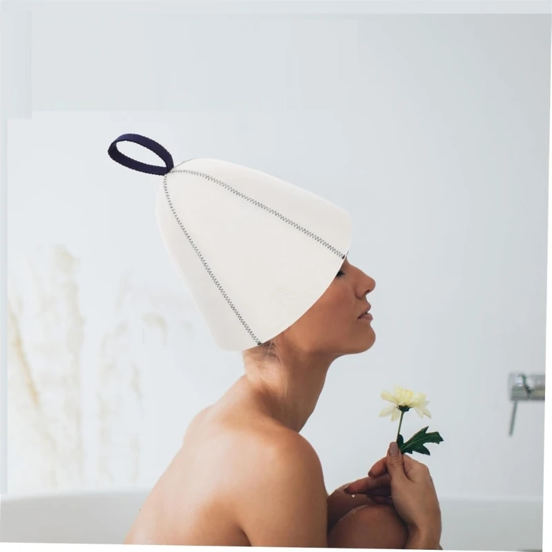 96GF قبعة ساونا خفيفة الوزن مع قفاز وحصير معلقة قبعة دش شعرت بالملمس