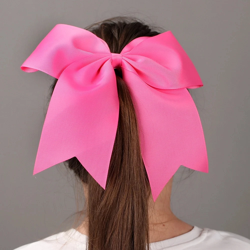 New Large Bows Hair Rope For Girls Solid Polyester Hair Ties Elastic Rubber Children Boutique Bands Kids Hair Accessories Gift