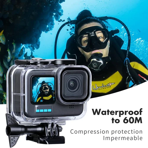 Imagen 2 del producto Funda impermeable de 60M para GoPro Hero 13, 12, 11, 10, 9, carcasa de buceo subacuática, cubierta de buceo para Go Pro Hero 9 10 11 12 13, accesorios
