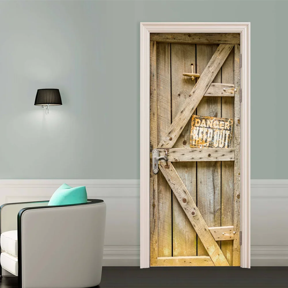 Removable Waterproof Bedroom Porch Imitation Amoxicillin Glass Door Wood Stickers