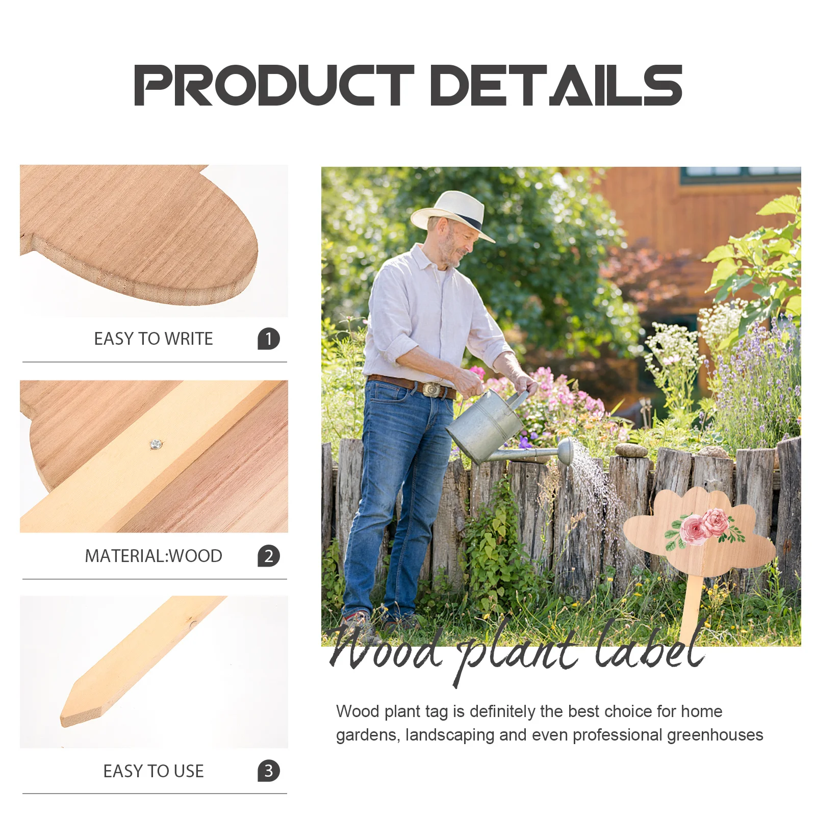 

Wooden Plant Labels Wood Tags For Garden Markers, Blank Plant Label Stakes For Nursery Pots Succulents, Lawn Decorative